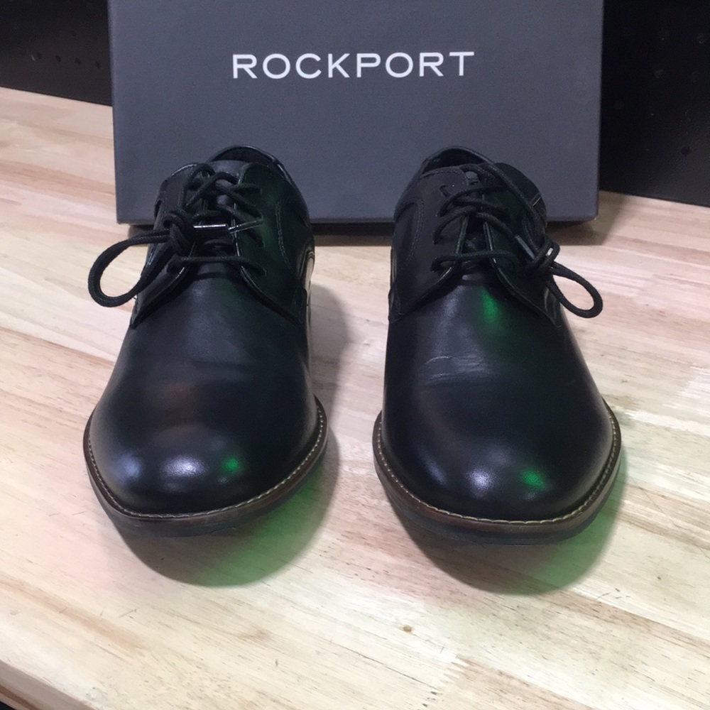 New WB Rockport Men's Black Leather Lace-Up Dress Shoes - Picture 2 of 6